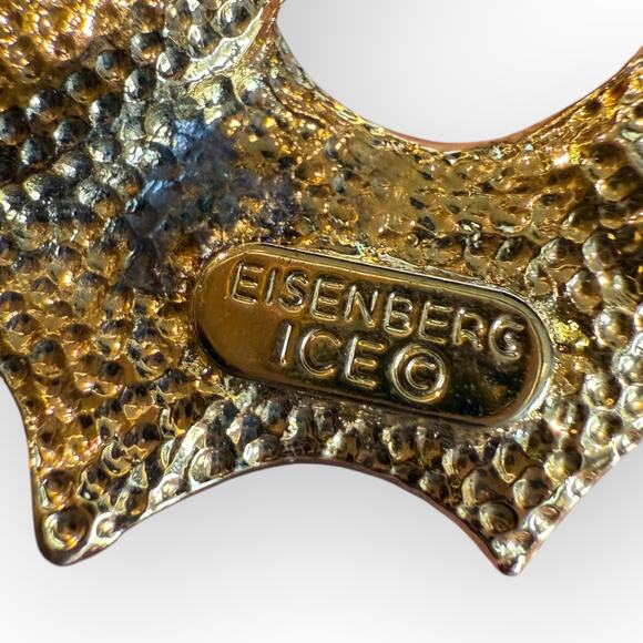 Eisenberg Ice Holiday Christmas Holly Vintage Brooch - Picture 3 of 3